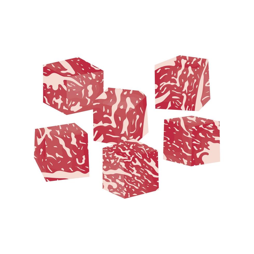 japanese menu cube barbeque saikoro beef wagyu chef cute cartoon food meal meat butcher kitchen bbq vector