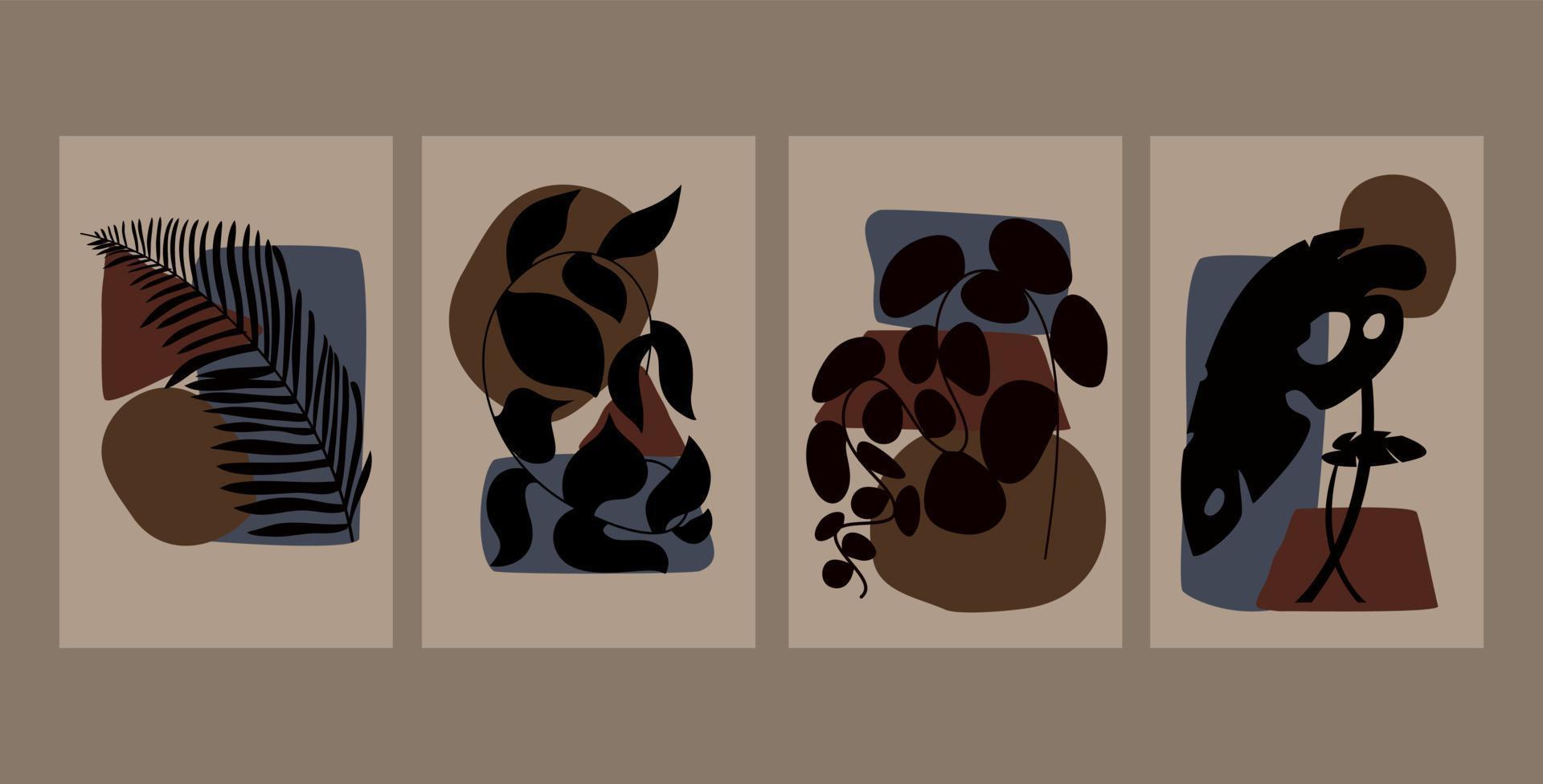 Botanical wall art with mid century style vector