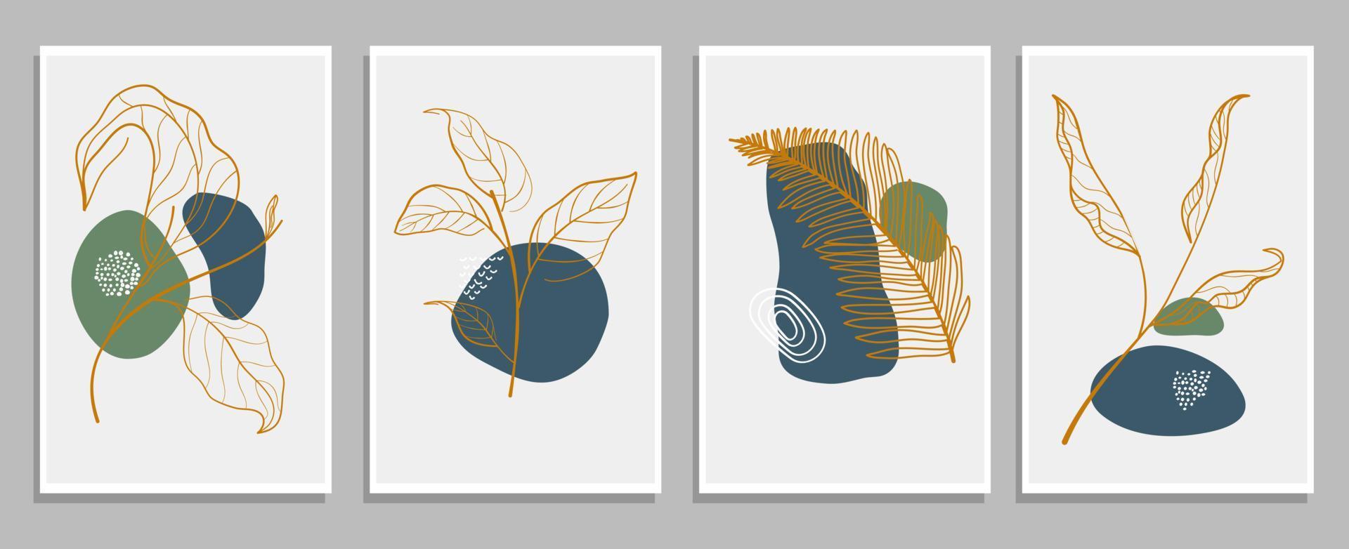 Botanical wall art with mid century style vector