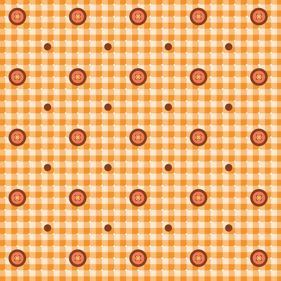 Gingham seamless pattern. Orange tartan backgrounds with buttons for tablecloth, dress, or other textile design vector