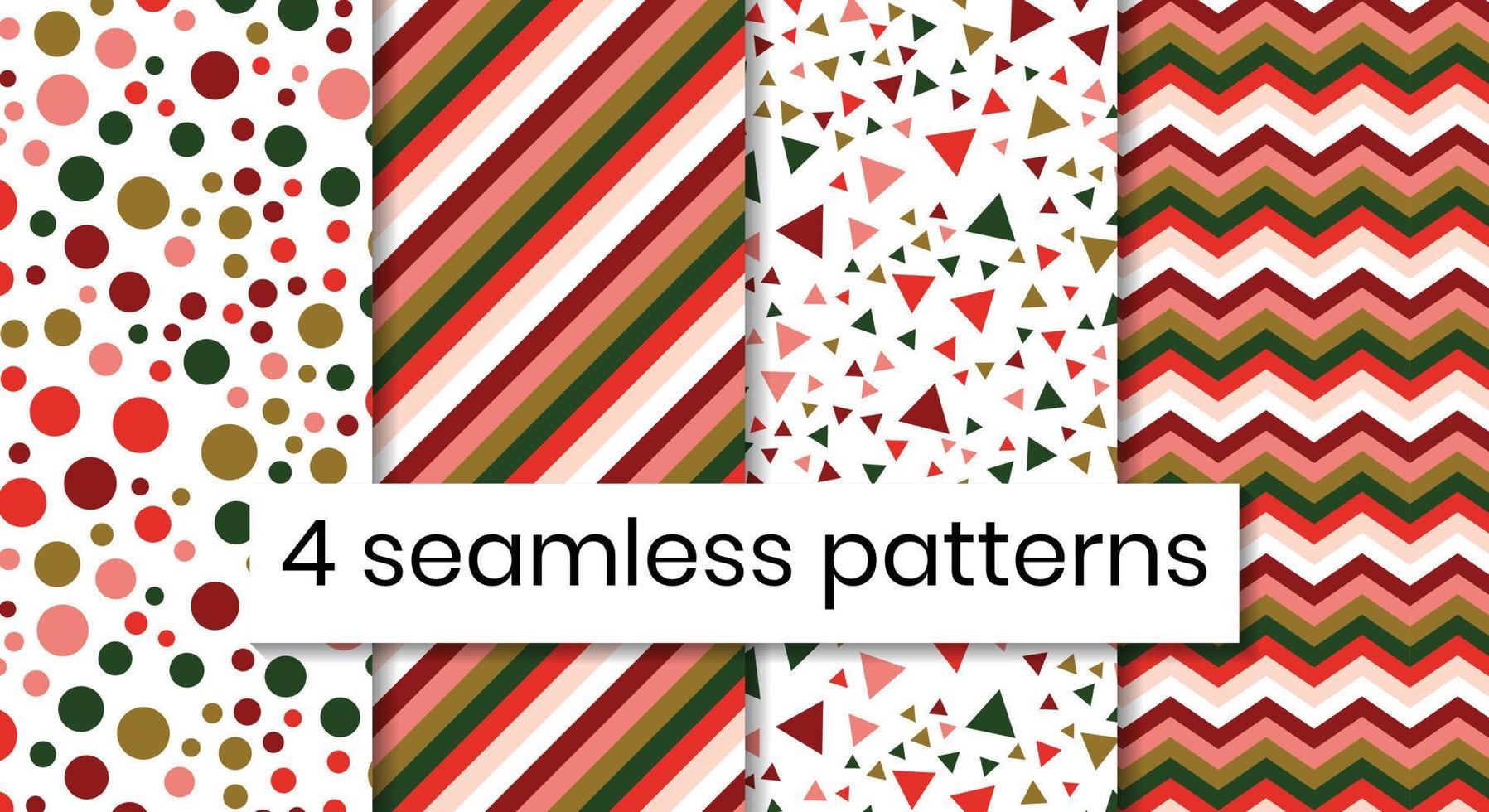 Set of seamless geometric pattern in bright colors vector