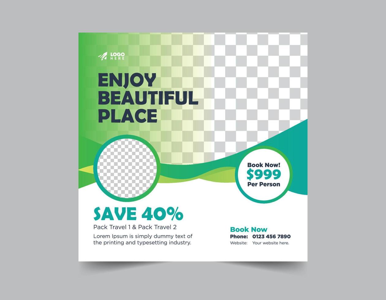 Travel sale social media post template design premium vector