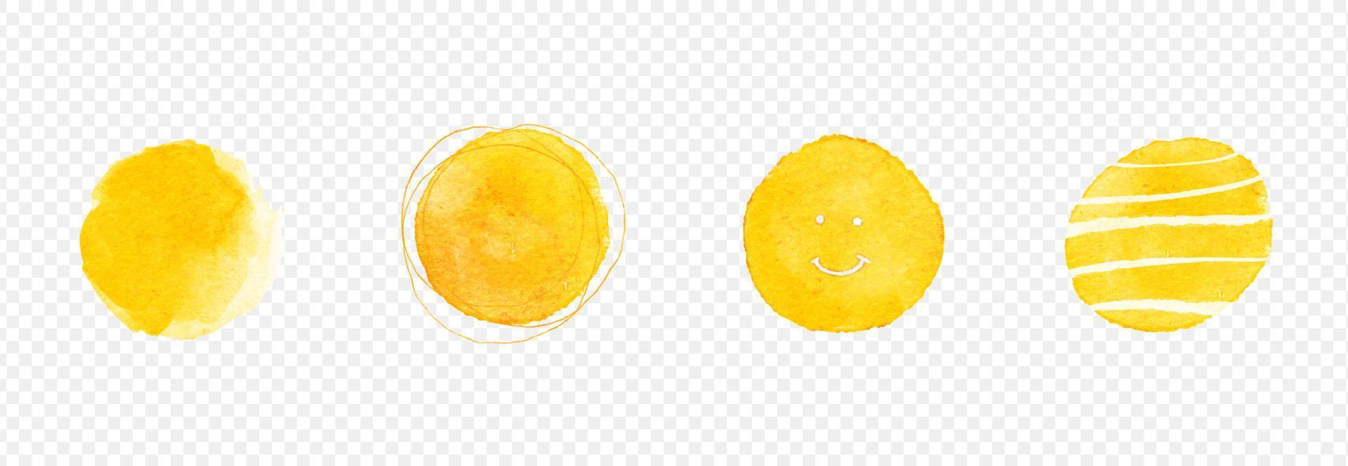 Set of sun icon watercolor. Vector illustration