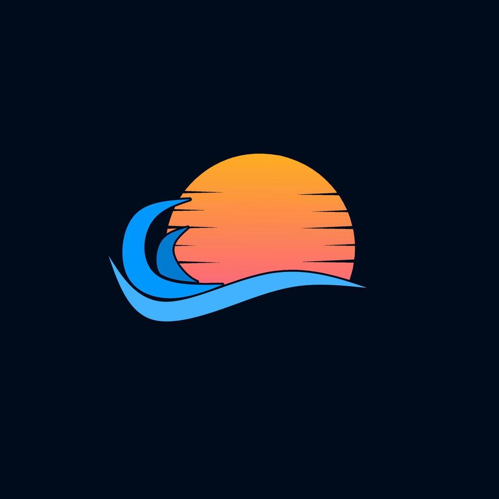 Template logo sunset in sea wave vector