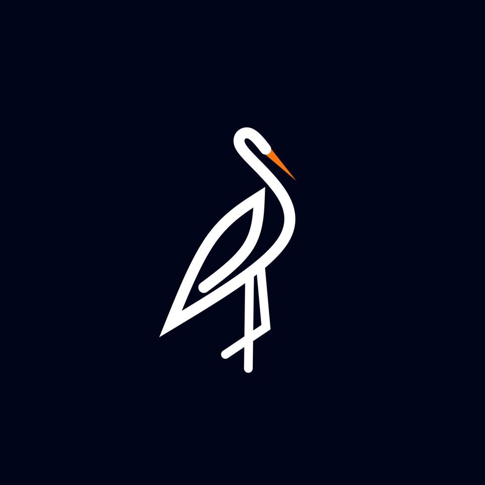 Template logo stork Bird simple design line art vector