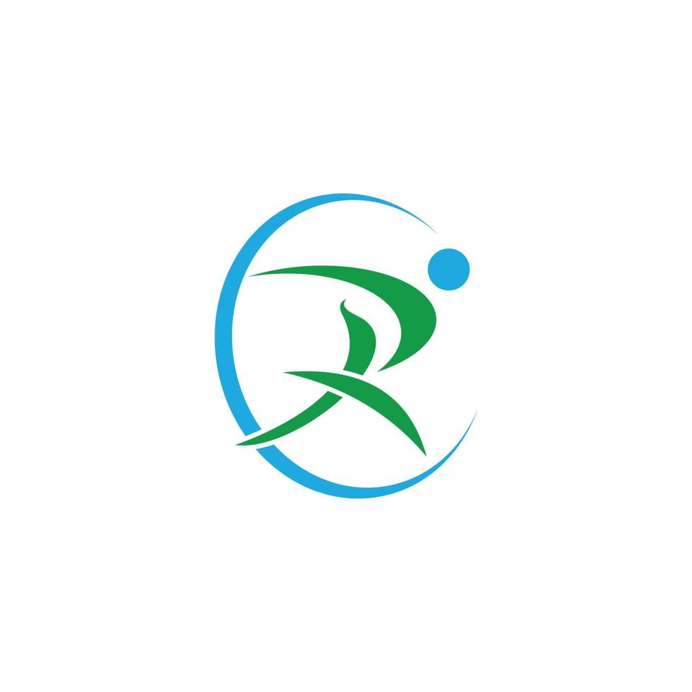 abstract letter R logo vector design in the form of a run