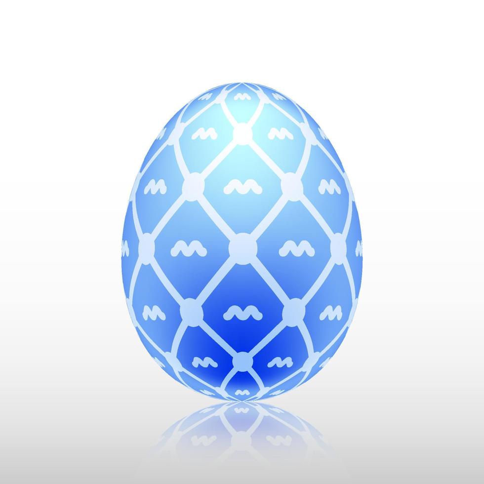 huevo de pascua azul con patrón exótico, vector, ilustración. vector