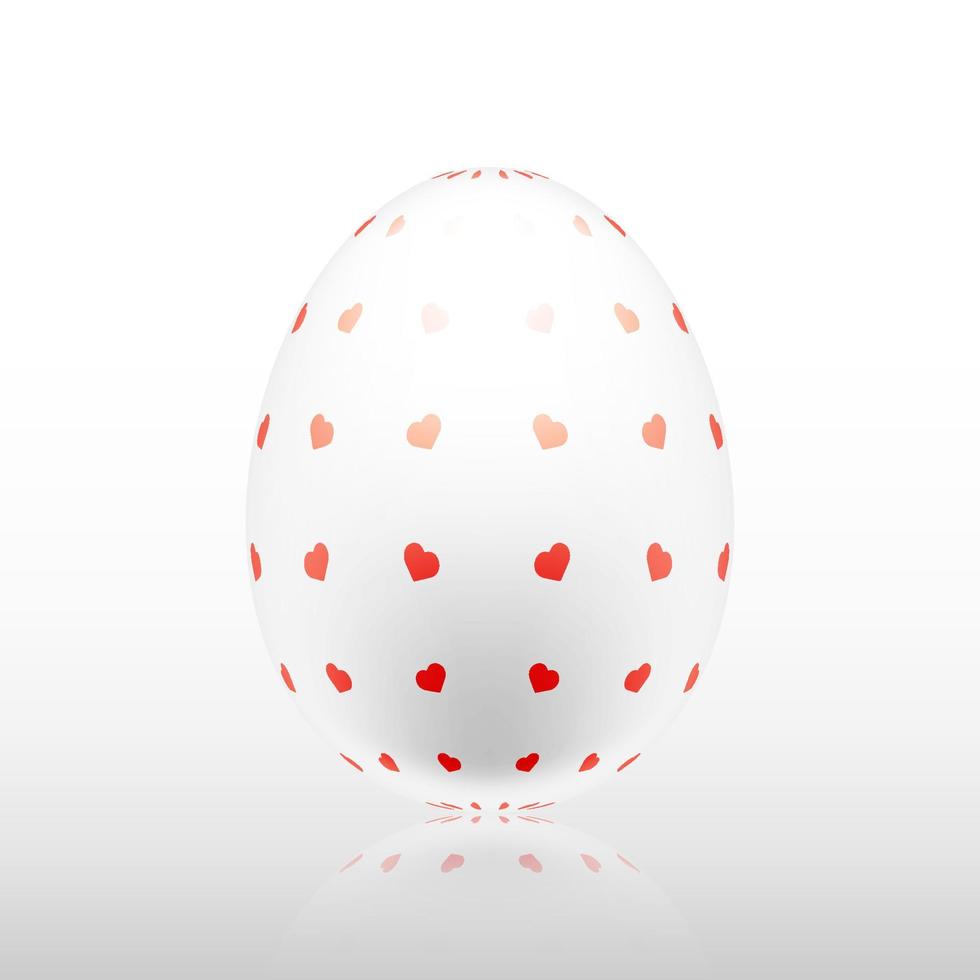 Easter egg with Beautiful red heart pattern, vector, Illustration. vector