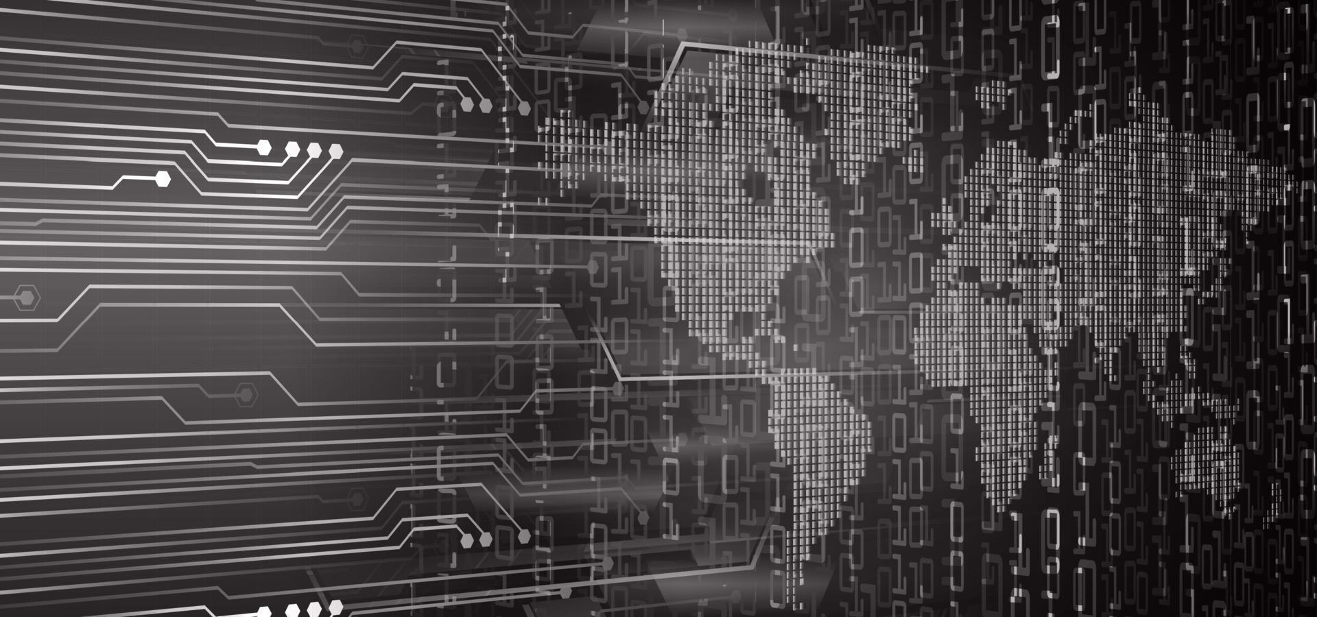 world binary circuit board future technology, blue hud cyber security concept background vector