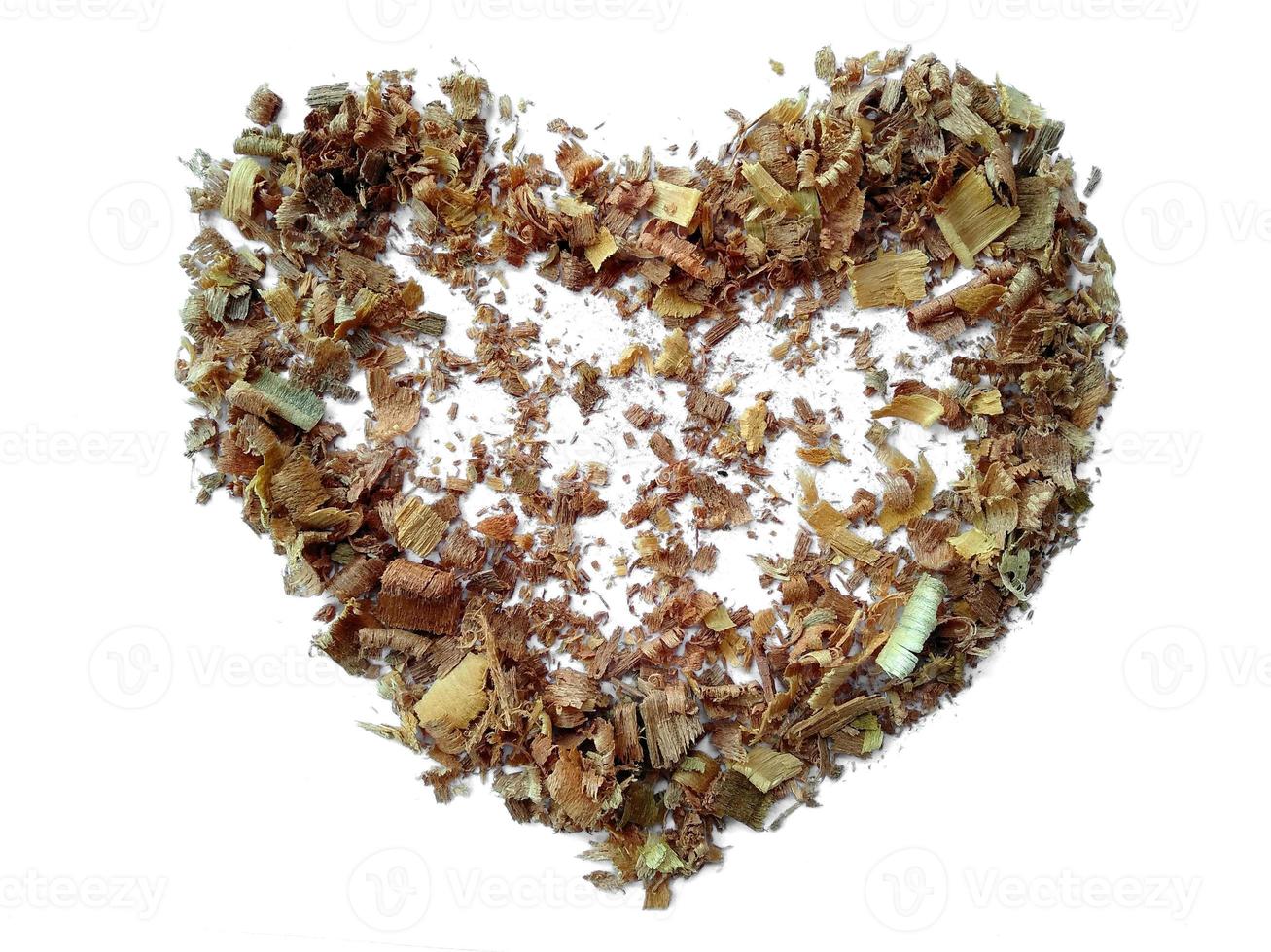 Wood sawdust.Pile of wood shavings or wood powder isolated on white background photo