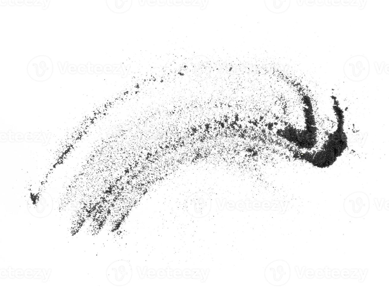 Pile black sand. Sand dunes. Sand beach texture isolated on white background photo