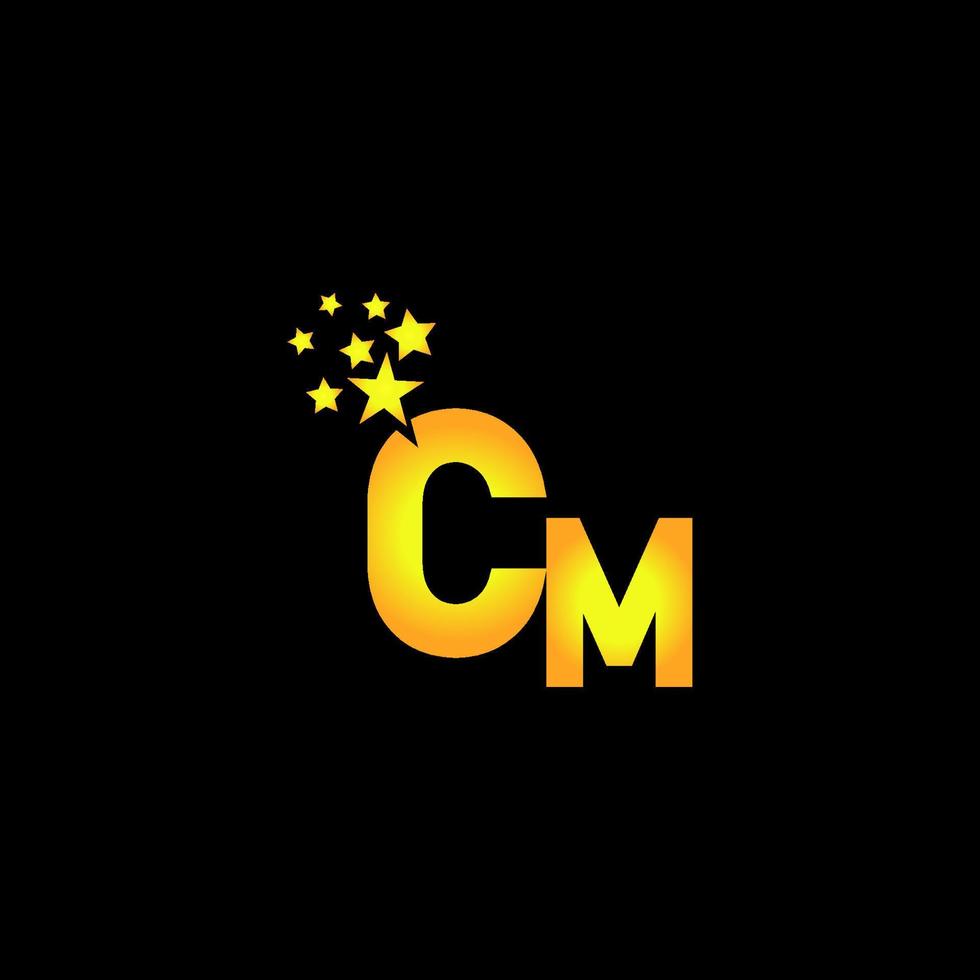 golden letter CM logo design with multi star for your company or ...