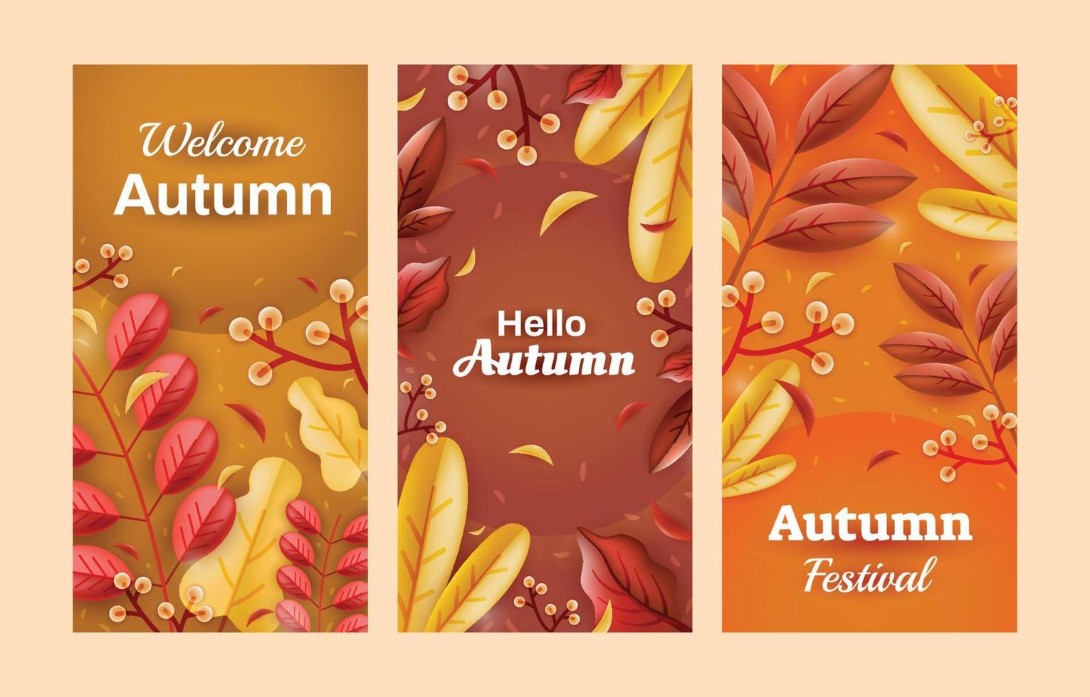 plantillas de banner floral de otoño vector