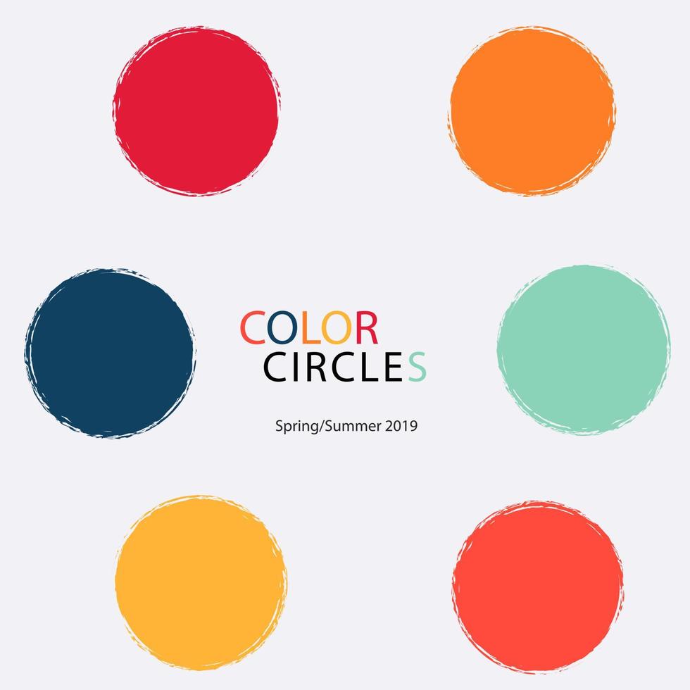 Circle brush stroke with various color isolated on white background vector