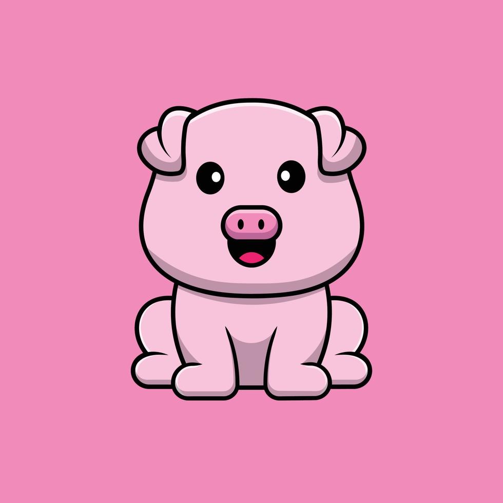 Cute Pig Sitting Cartoon Vector Icon Illustration. Animal Icon Concept  Isolated Premium Vector. 7813335 Vector Art at Vecteezy