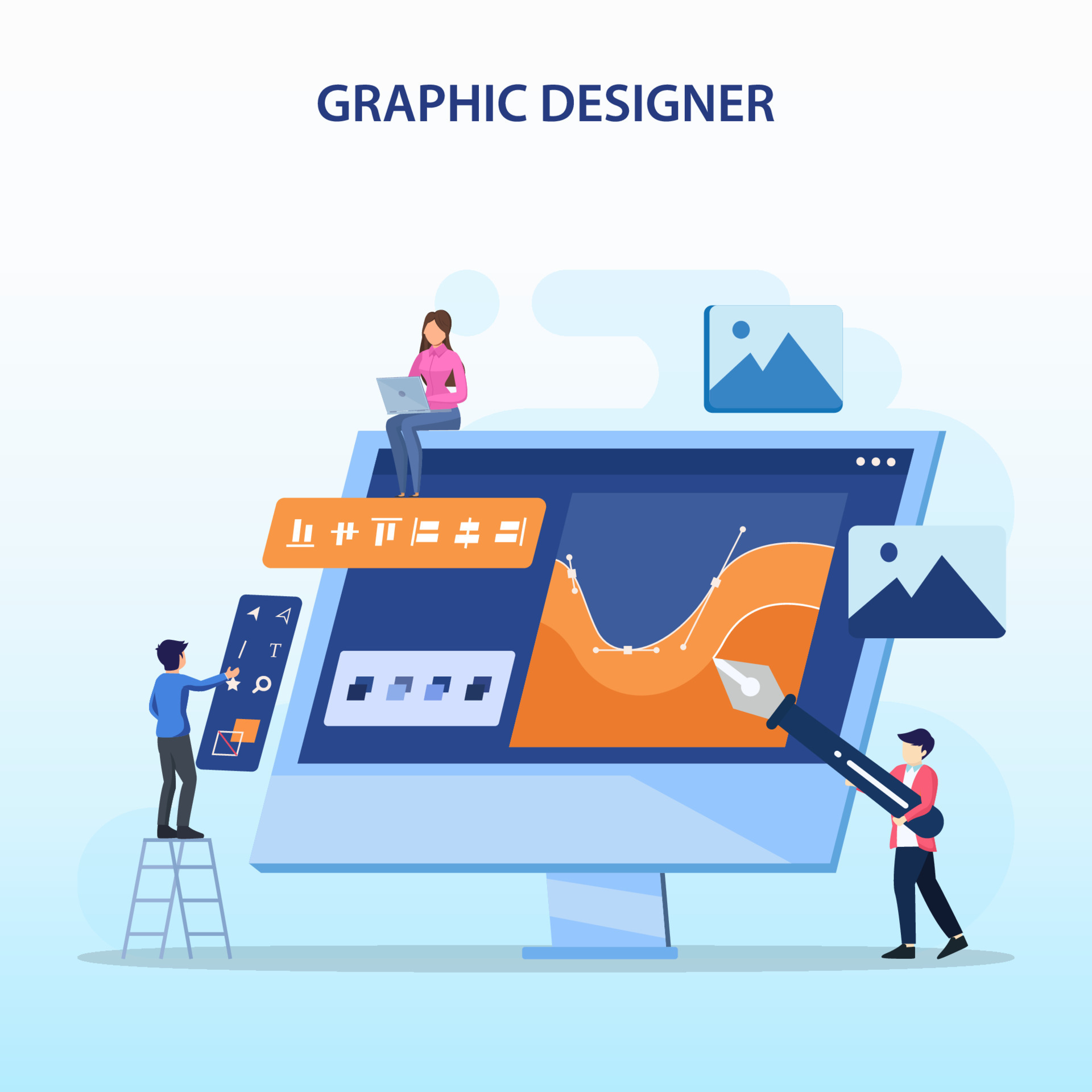 Graphic design concept, Flat vector template style Suitable for 