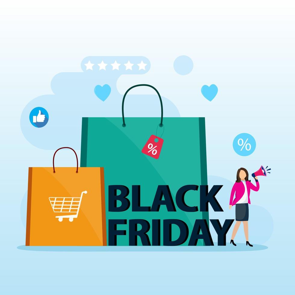 Black friday sale. Conceptual Design illustration, Flat vector template style Suitable for Web Landing Pages.