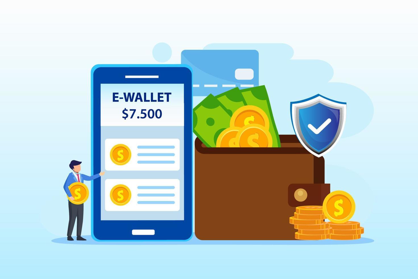 Ewallet payment application smartphone. Flat vector template Style