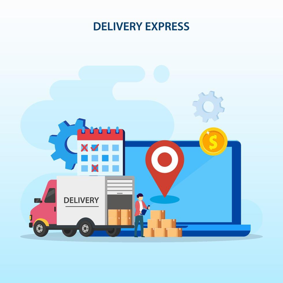 Online shopping delivery landing page website illustration flat vector template