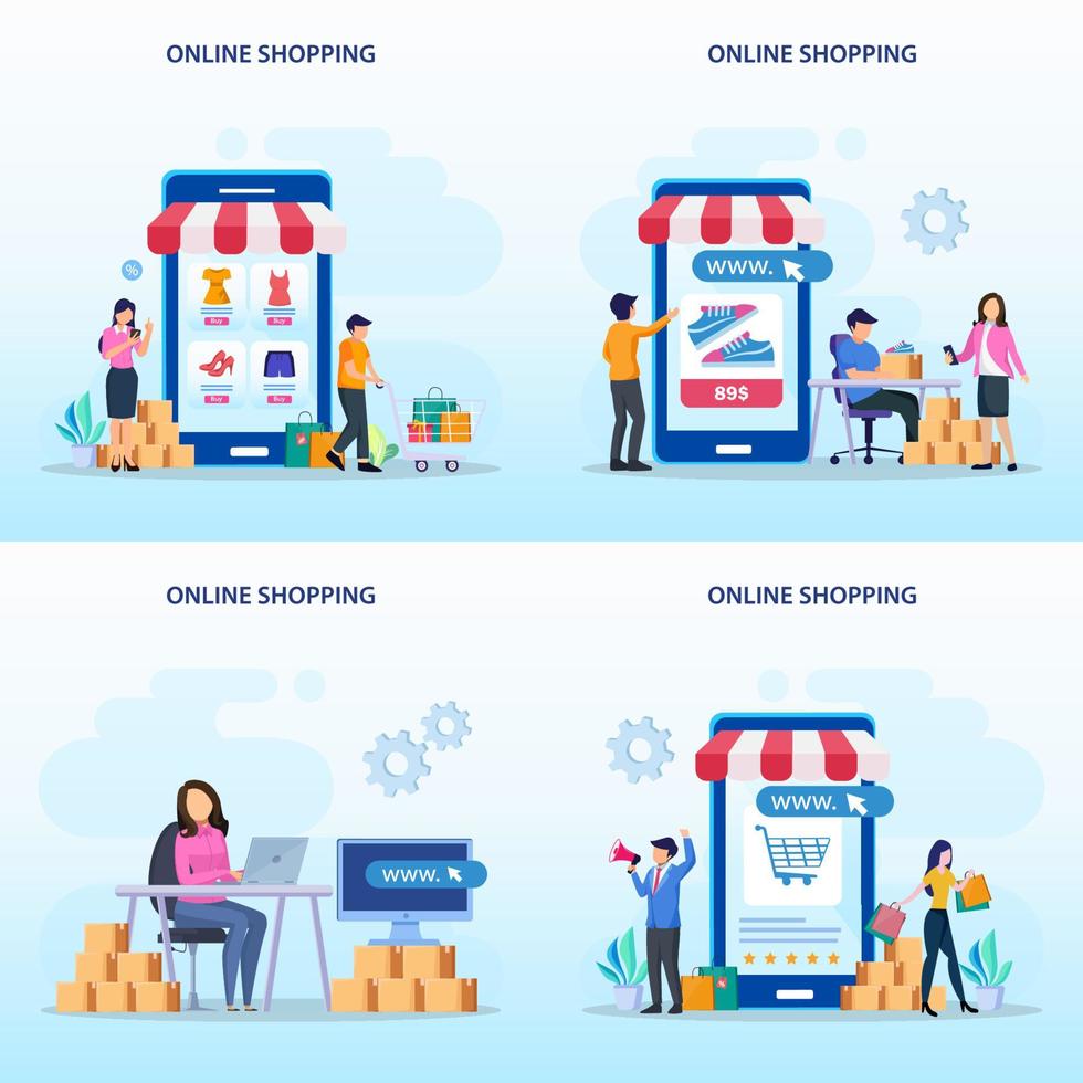 Online shopping concept Vector Illustration. Flat vector template