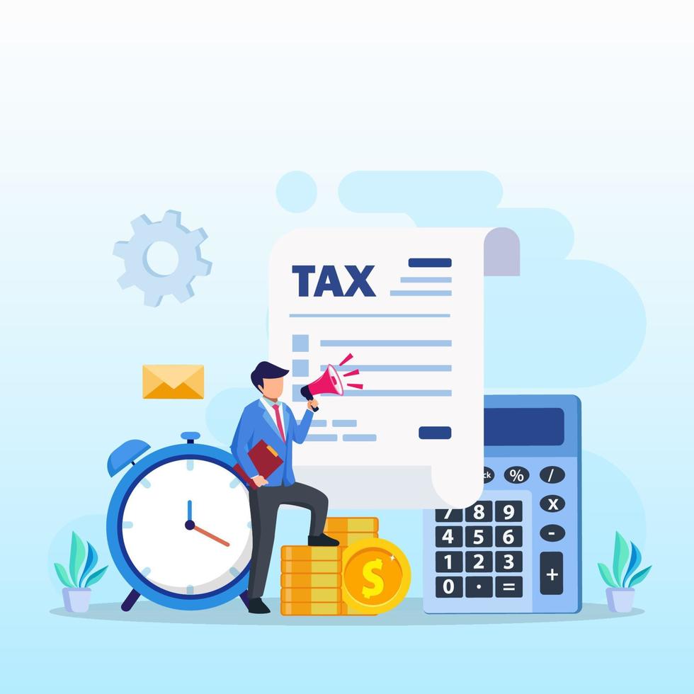 Online Tax Payment, pay season, tax time Concept. Flat vector template style Suitable for Web Landing Pages.
