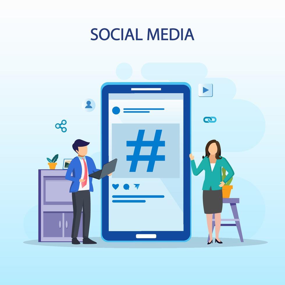 Social Media Network and Influencer Vector Illustration Concept , Flat vector template style Suitable for Web Landing Pages.