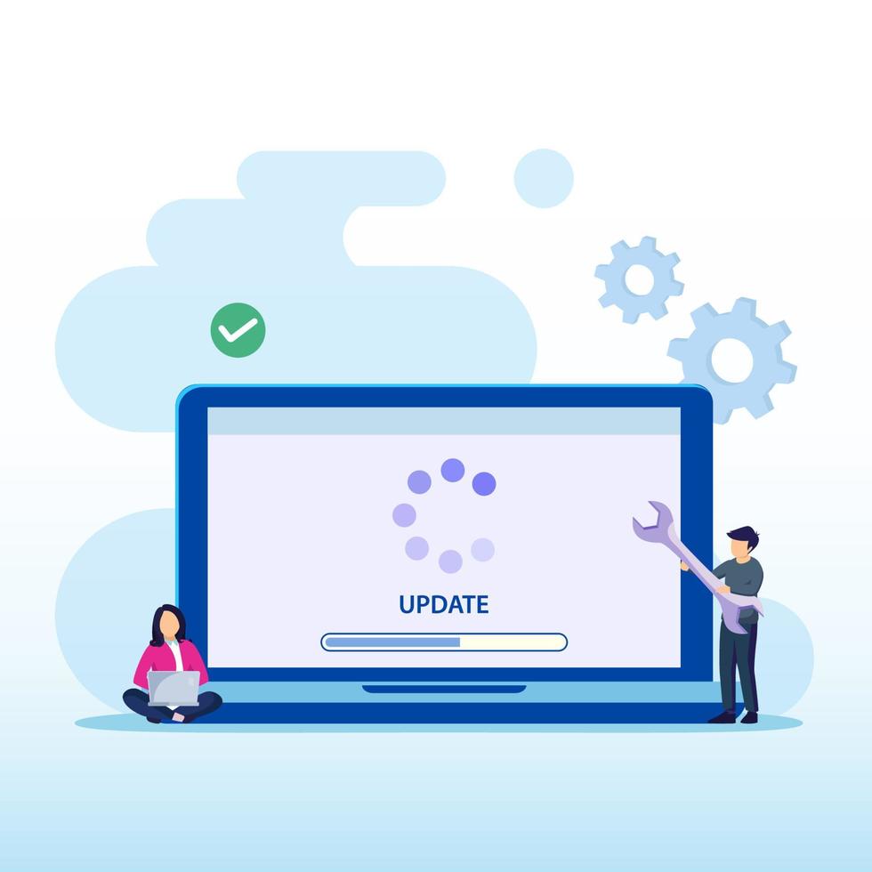 System Update. Software upgrade and installation program. Concept of system update, software installation. Flat vector