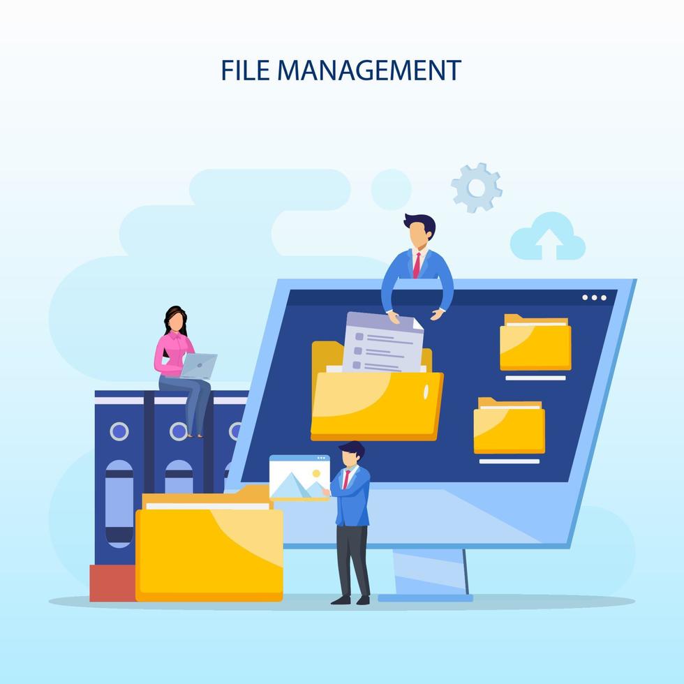 File management administration, folder, gallery, corporate office paperwork, flat vector