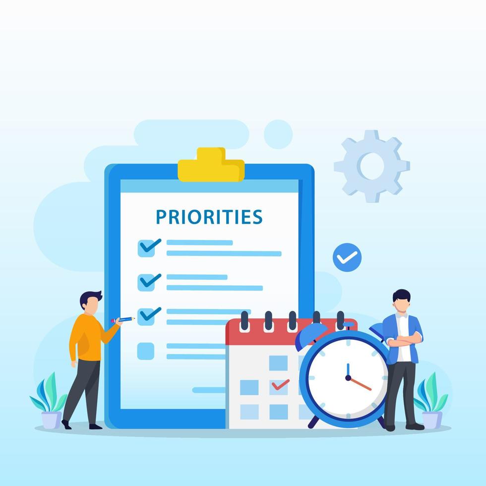 Priorities vector illustration. Work planning and management to boost your efficiency.