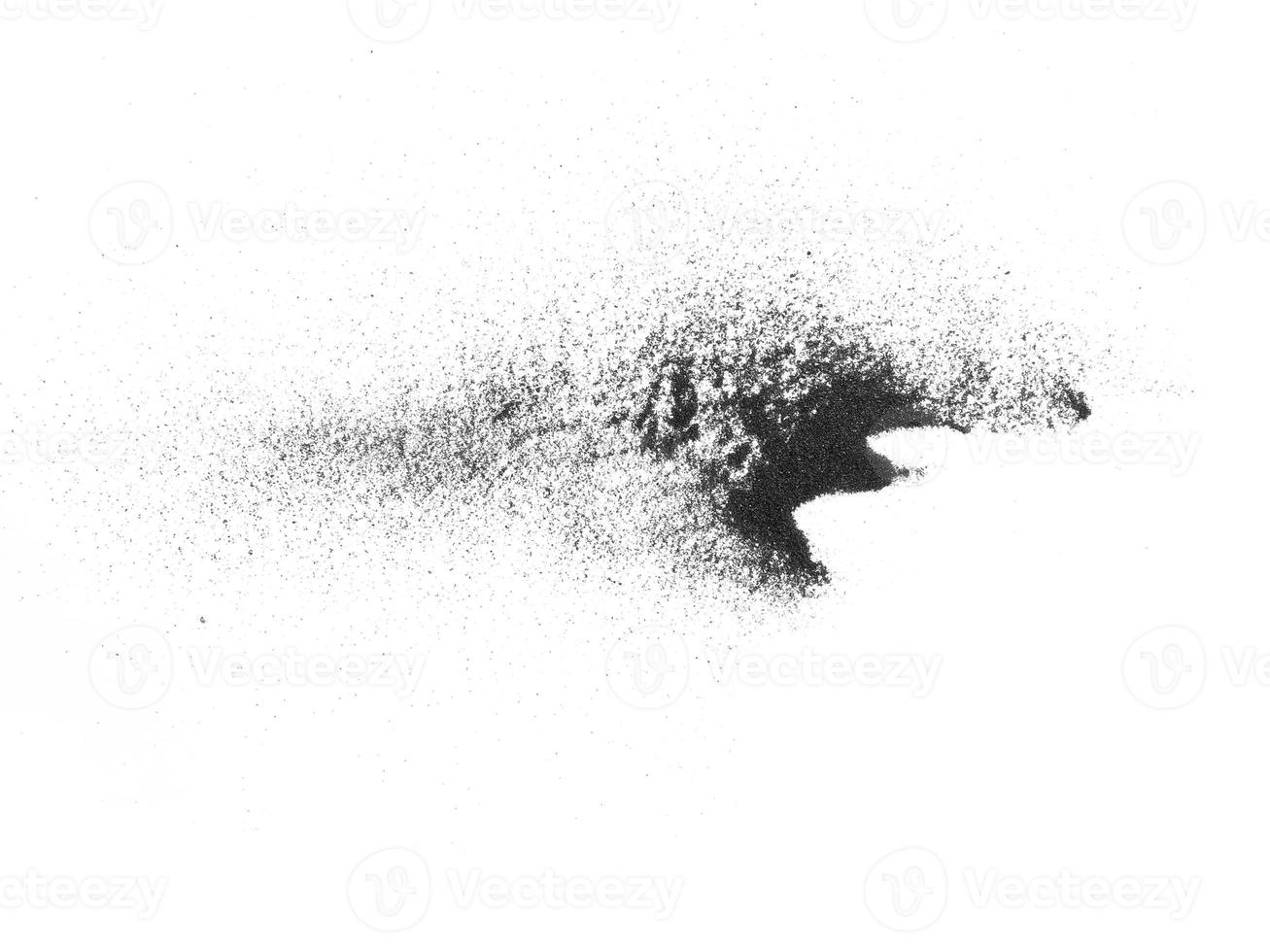 Pile black sand. Sand dunes. Sand beach texture isolated on white background photo