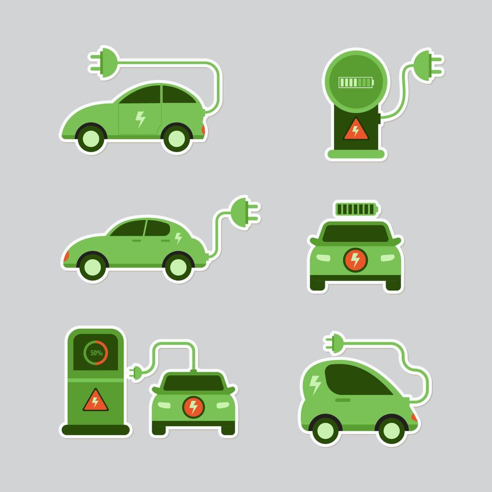 Electric Car Stickers Set vector