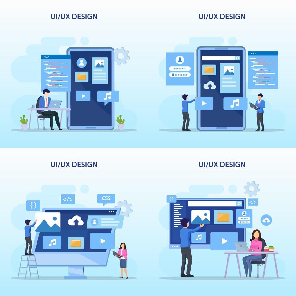 UI UX design concept, Creating an application design, content and text place, Vector illustration