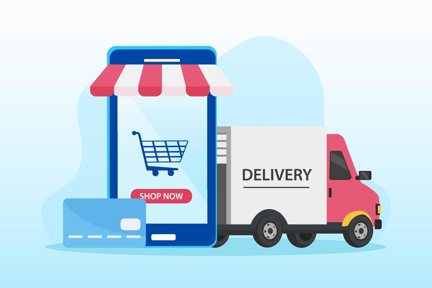 Online shopping delivery landing page website illustration flat vector template