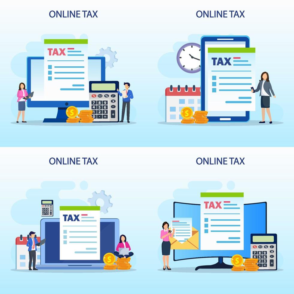 Online Tax Payment, pay season, tax time Concept. Flat vector template style Suitable for Web Landing Pages.