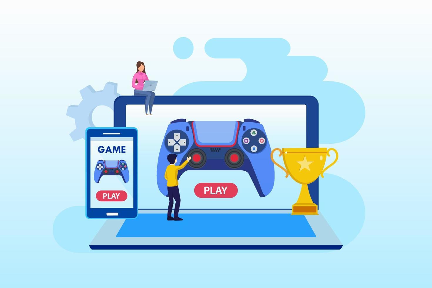 Online game tournament illustration flat vector template