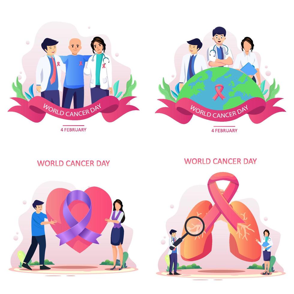 world cancer day concept. Flat vector template style Suitable for Web Landing Pages.