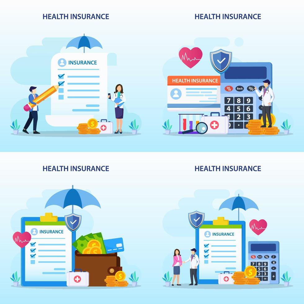 concepto de seguro de salud. portapapeles grande con documento debajo del paraguas. ilustración vectorial vector