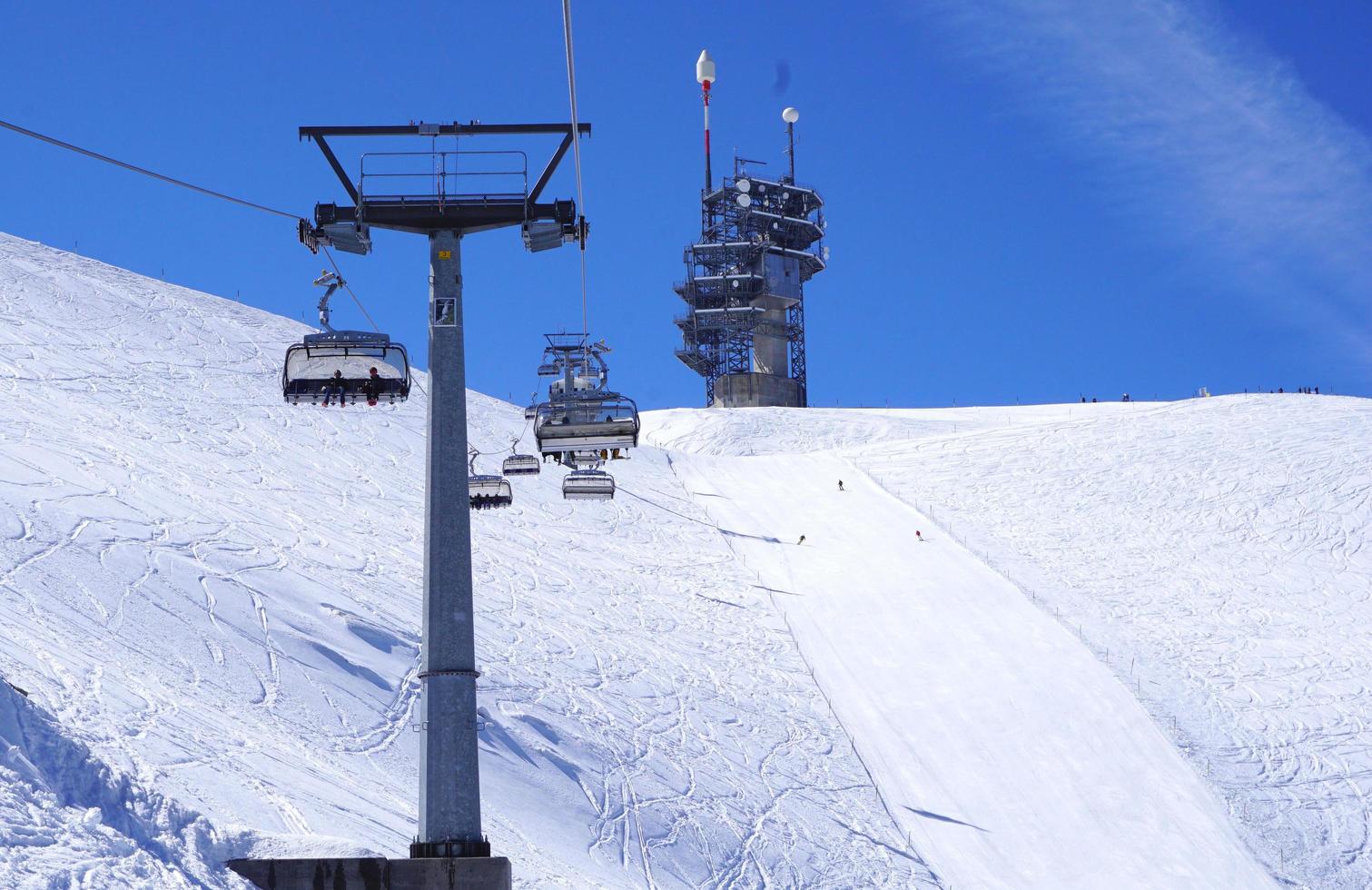 scene of ski cable car at snow mountains Titlis photo