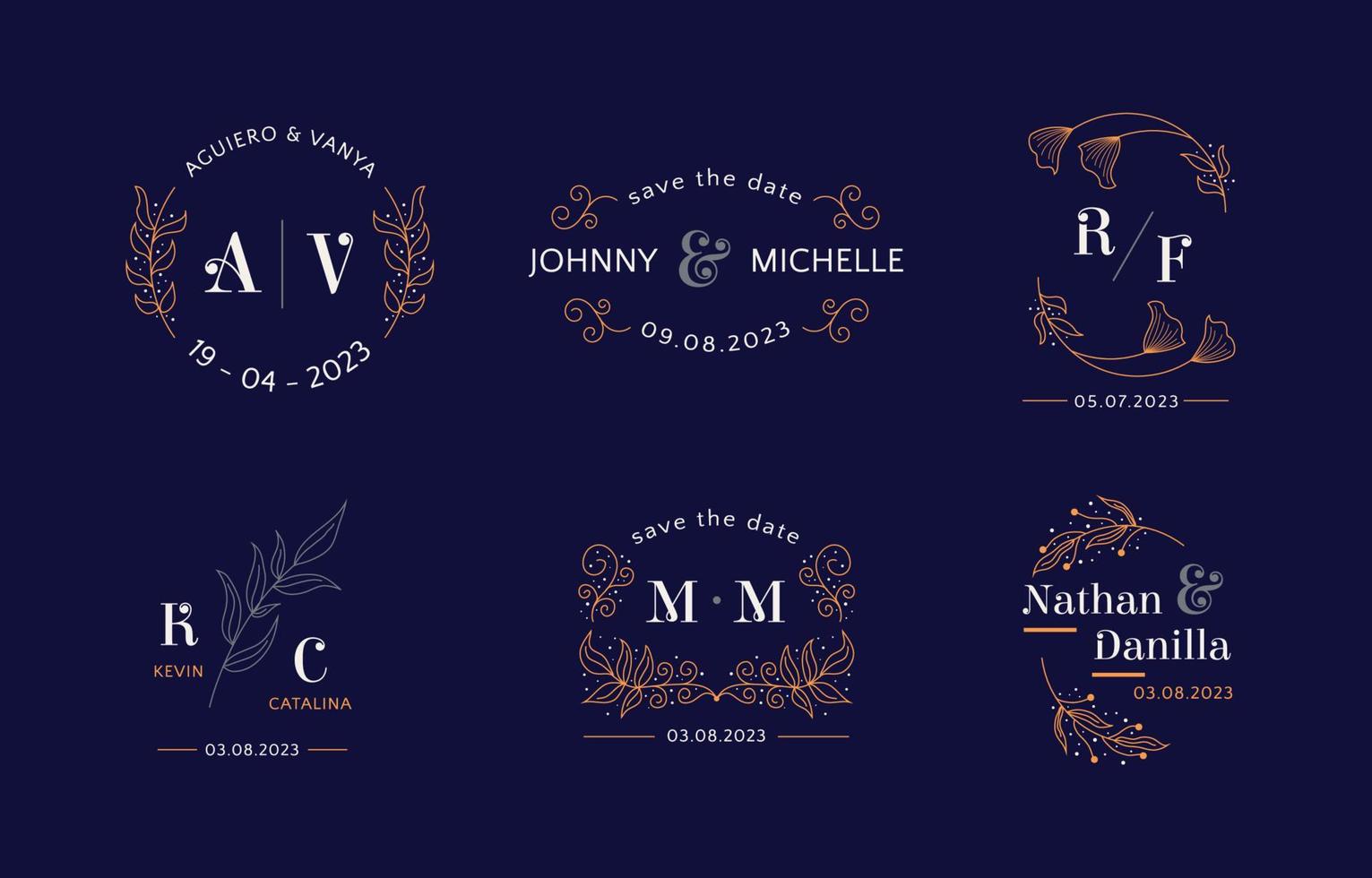 Elegant Wedding Monogram with Initial Name vector