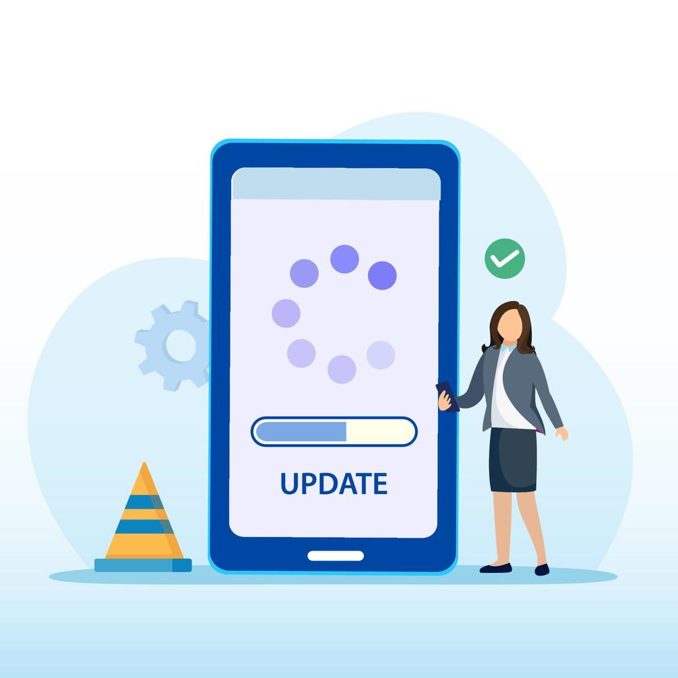 System Update. Software upgrade and installation program. Concept of system update, software installation. Flat vector