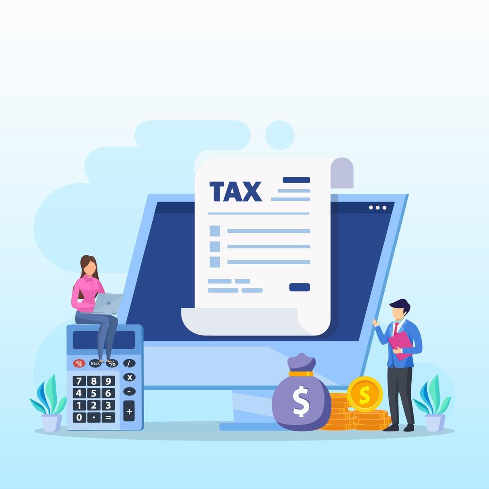 Online Tax Payment, pay season, tax time Concept. Flat vector template style Suitable for Web Landing Pages.