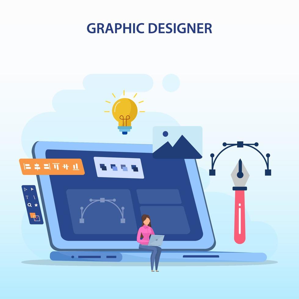 Graphic design concept, Flat vector template style Suitable for Web Landing Pages.