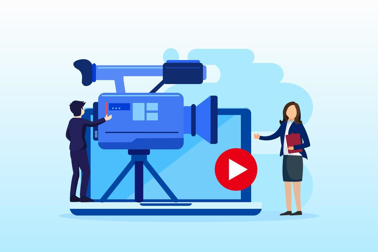 Video content production concept vector. Video blogging equipment. Streaming vector