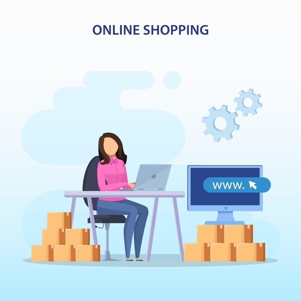 Ilustración de vector de concepto de compras en línea. plantilla de vector plano