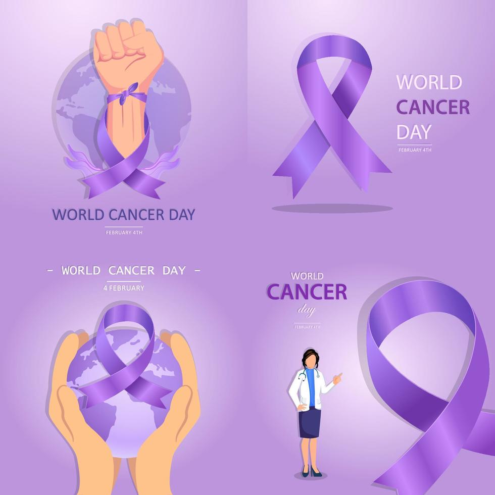 concepto del día mundial del cáncer. estilo de plantilla de vector plano adecuado para páginas de destino web.