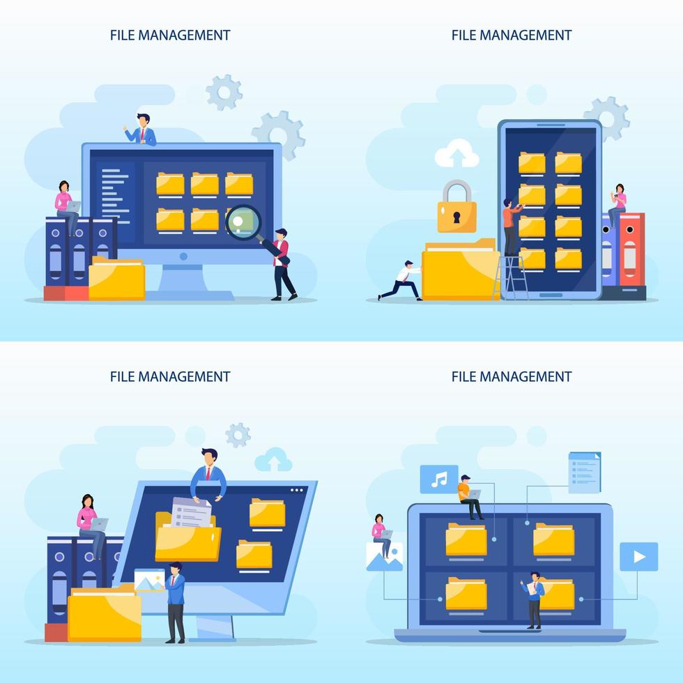 File management administration, folder, gallery, corporate office paperwork, flat vector