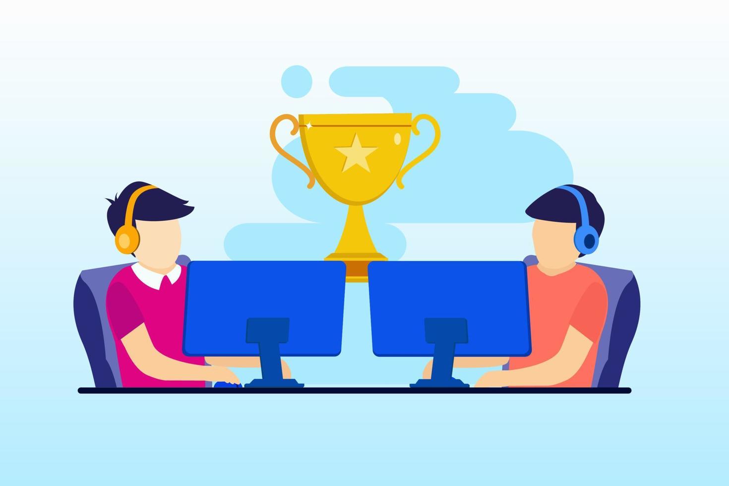 Online game tournament illustration flat vector template