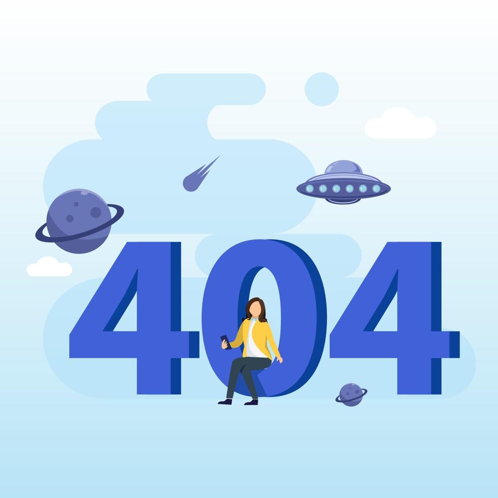 404 tecnología de sistema de mantenimiento de ilustración de error. mostrando 404 mensaje de problema de conexión a Internet, vector plano