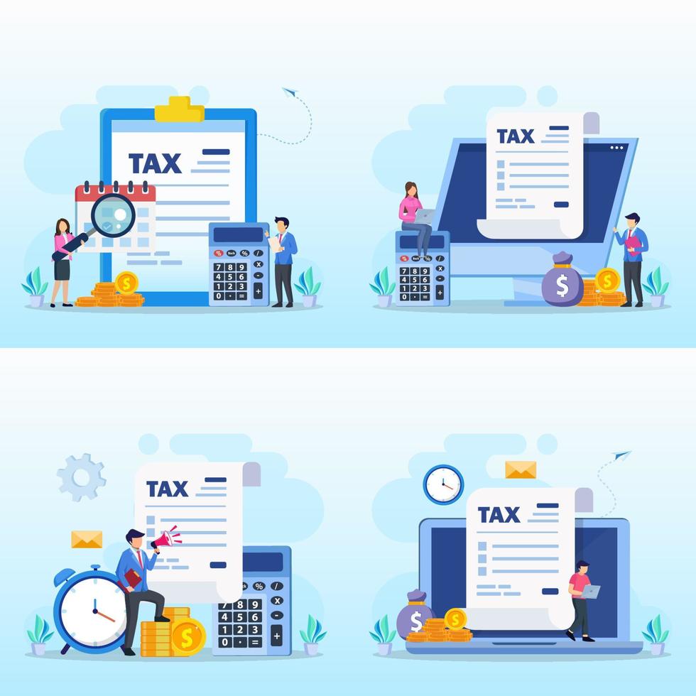 Online Tax Payment, pay season, tax time Concept. Flat vector template style Suitable for Web Landing Pages.