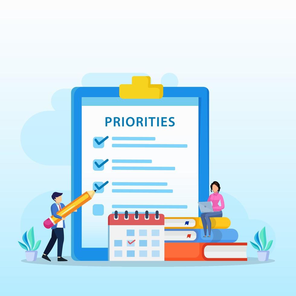 Priorities vector illustration. Work planning and management to boost your efficiency.